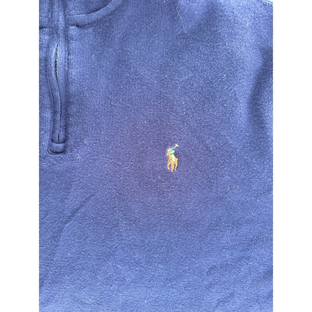 Polo‎ Ralph Lauren Mens Estate Rib Quarter Zip Pullover Navy Blue Large - Picture 2 of 8
